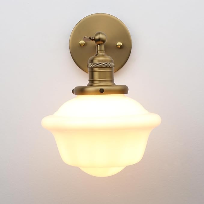 Pathson Modern Wall Sconce, Milk White Bathroom Vanity Light Fixture, Wall Lighting for Bedroom Living Room Hallway Home Decor