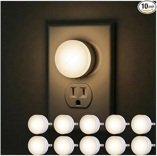 Lights by Night Plug In Night Light Bedroom Decor Apartment Essentials LED Lights Ambient Lighting Dusk to Dawn Sensor Nightlight Bathroom, 10 pack