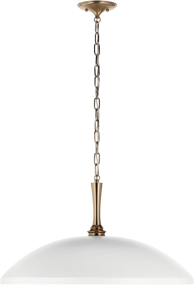Kichler Delarosa 1-Light Pendant, Updated Traditional Light in White and Champagne Bronze, Sloped Ceiling Compatible, for Your Kitchen, Dining Room or Hallway (12.75" x 24.25"), 52637WH