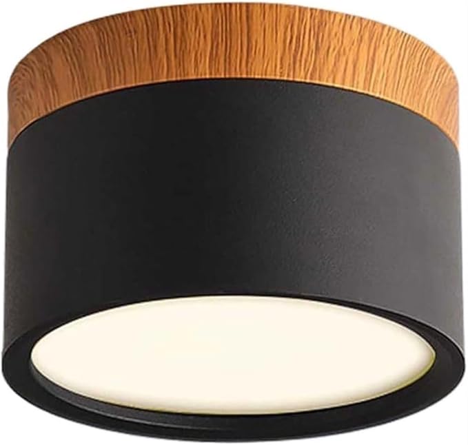 KISAD Nordic Modern and Minimalism Ceiling Lights Macaron Color Semi Flush Mount Ceiling Light Cylindrical Ceiling Light Fixture for Bedroom(Black)