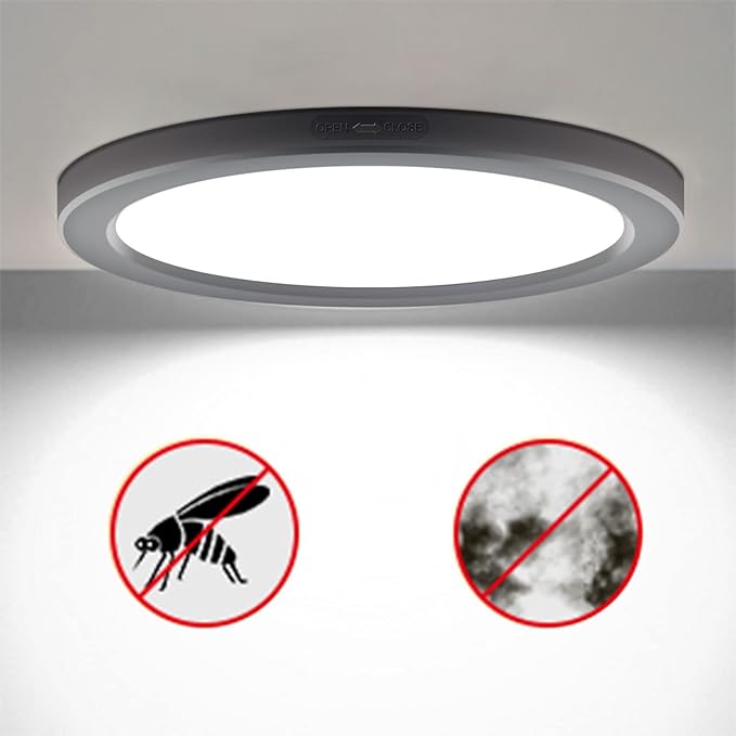 7 inch Flush Mount LED Ceiling Light Dimmable Ultra Slim 0.63'' Thick Round Flat Ceiling Lamps 5000K Daylight LED Ceiling Lights for Kitchen,Bathroom,Basement ETL Listed 1 Pack(Black)