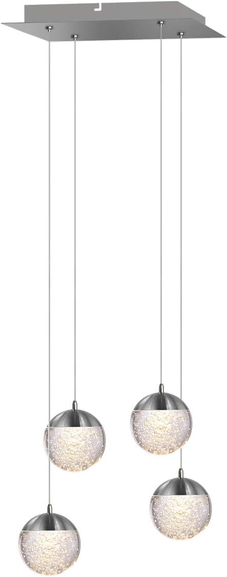 contec development Galaxy 4 Mini Pendant Crystall Ball Lighting Nickel - LED Hanging Light Fixture: Kitchen Island, Bar, Foyer - Cluster Pendants - Dimmable, Adjustable Wire, Lamp Bulb Included