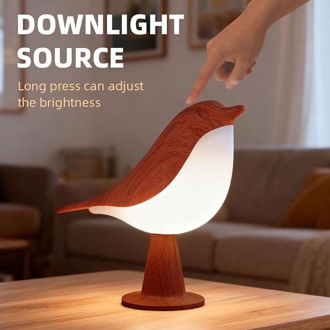IFTHFOUR Bird Cordless Table Lamp, Small Cordless Bedside Lamp with 3 Color Temperature, Touch Sensor & Rechargeable Battery - Night Light for Kids, Bedroom, Bedside, Office, and Outdoor Use（Dark）