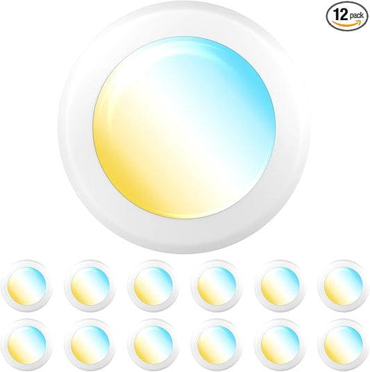 Sunco 12 Pack LED Disc Lights Ceiling 6 Inch, Flush Mount Disk Light, Recessed Can Lighting, 1050 LM, 15W (75W Equivalent), Selectable CCT 3000K/4000K/5000K/6000K/6500K, Dimmable, Damp Rated ETL
