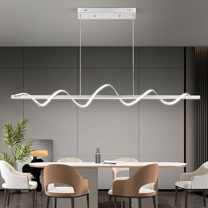 LED Pendant Lights, 3300k-6500K Adjustable Color Temperature Hanging Pendant Lighting, 56.29" Chandelier Dimmable with Remote Control, Aluminum Island Lighting Lamp Fixture for Dining Room,Office Bar