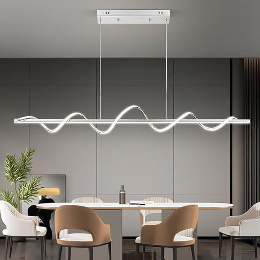 LED Pendant Lights, 3300k-6500K Adjustable Color Temperature Hanging Pendant Lighting, 56.29" Chandelier Dimmable with Remote Control, Aluminum Island Lighting Lamp Fixture for Dining Room,Office Bar