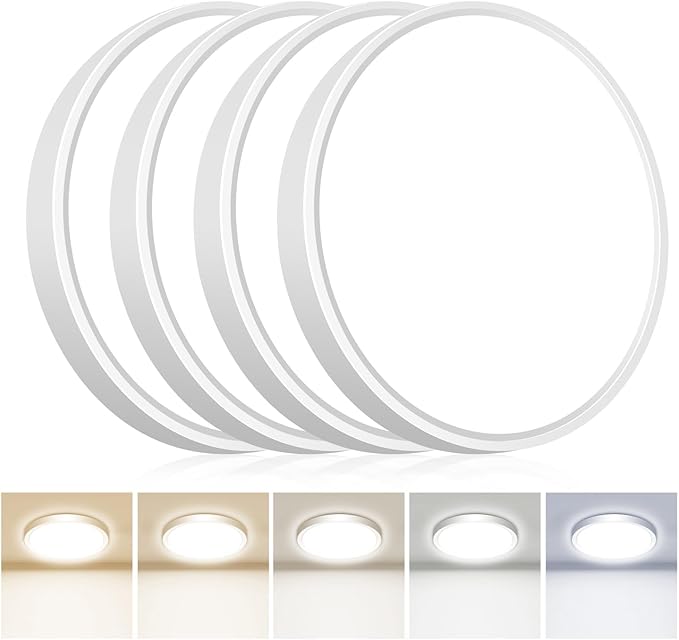 hepside 4PACK Flush Mount LED Ceiling Light Fixture 5CCT 9Inch 18W & 200W Equivalent Closet Light Fixture,Small Round Slim Surface Ceiling Lamp for Hallway,Bathroom,Bedroom,Kitchen,Interior