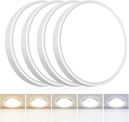 hepside 4PACK Flush Mount LED Ceiling Light Fixture 5CCT 9Inch 18W & 200W Equivalent Closet Light Fixture,Small Round Slim Surface Ceiling Lamp for Hallway,Bathroom,Bedroom,Kitchen,Interior