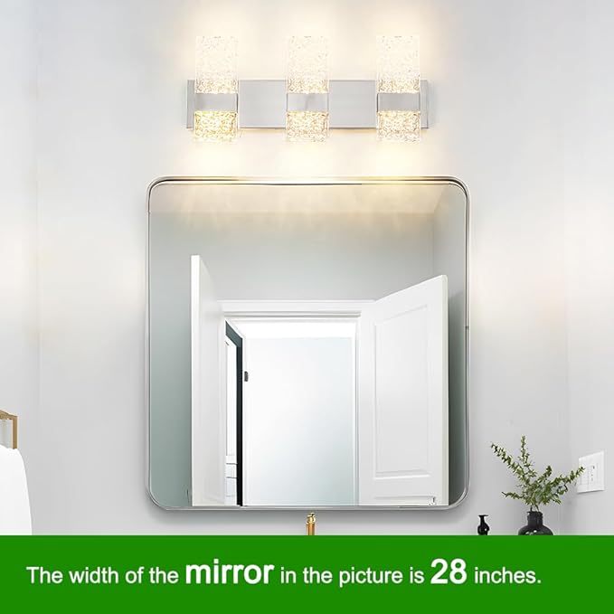 Modern Brushed Nickel 6-Lights Bathroom Vanity Light, Eleglant Nickel LED Bathroom Light Fixtures over Mirror, Dimmable Acrylic Shade Wall Lighting Fixtures, Hardwired Wall Light(H9.25in, L21.26in)