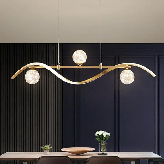 homary 40.2" Dimmable Kitchen Island Lighting, Gold 4-Light Dining Room Light Fixture Over Table Linear LED Chandelier Island Lights for Kitchen