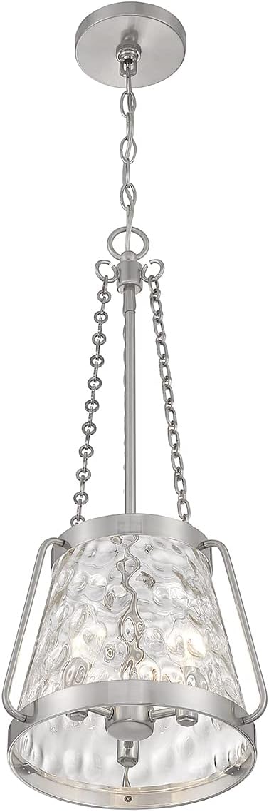 Savoy House 7-1803-3-SN Crawford Vintage Traditional Coastal Clear Water Glass Pendant, 3-Light 180 Total Watts, 26" H x 12" W, Satin Nickel