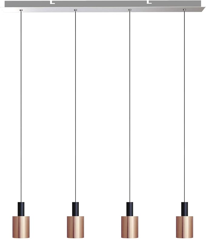 Virgo 4 Mini Pendant Lighting Black-Copper - LED Hanging Light Fixture for Kitchen Island, Bar, Foyer - Cluster Pendants - Dimmable, Adjustable Wire, Lamp Bulb Included