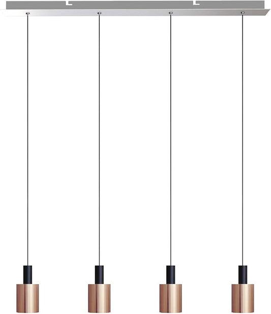 Virgo 4 Mini Pendant Lighting Black-Copper - LED Hanging Light Fixture for Kitchen Island, Bar, Foyer - Cluster Pendants - Dimmable, Adjustable Wire, Lamp Bulb Included