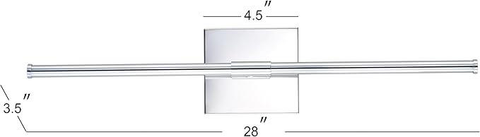 JONATHAN Y 28" Chrome Modern Dimmable Integrated LED Wall Sconce, Metal Vanity Light for Bathroom Mirror Bedroom Hallway, Sleek Hardwired Wall Lamp Fixture, 3000K (JYL7022A-SET2)