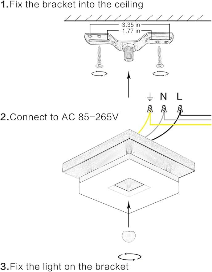 8in 12Watt Flush Mount led Ceiling Light fixtures.Modern Ceiling Lamps for Hallways,Balcony,Cloakroom, Small Closet,Washrooms,stairwell,Square,Black