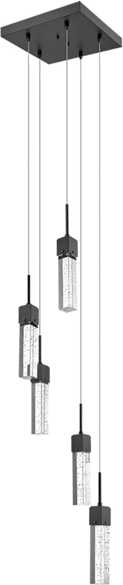 Vivio Lighting Modern Pendant Light Mini Pendant Lighting for Kitchen Island Bubble Crystal LED Adjustable Hanging Lights for Bathroom Living Room Black 4000K 5 Lights