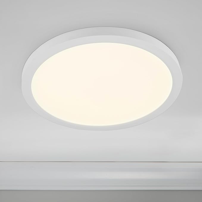 Maxxima 12 in. LED Flush Mount Ceiling Light Fixture - 2300 Lumens, 5 CCT 2700K/3000K/35000K/4000K/5000K, Round Color Selectable Panel Light, Dimmable, Suitable for Bathroom or Shower