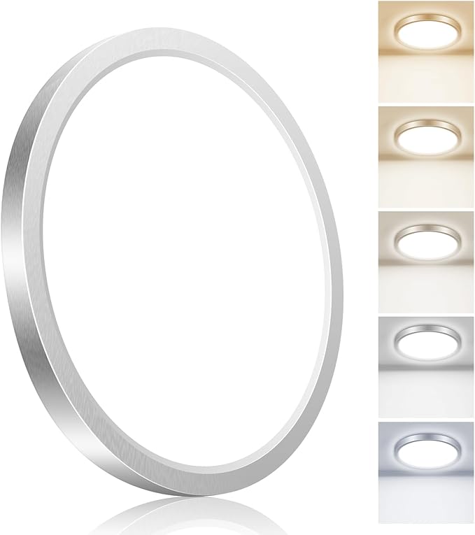 hepside 1PACK Flush Mount LED Ceiling Light Fixture 5CCT 7Inch 15W & 100W Equivalent Closet Light Fixture,Small Round Slim Surface Ceiling Lamp for Hallway,Bathroom,Bedroom,Kitchen,Interior