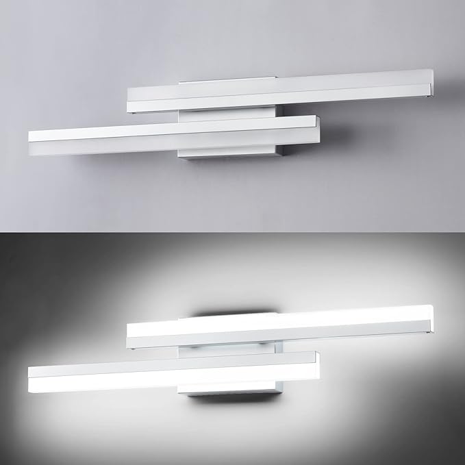PRESDE 24" Inch LED Bathroom Vanity Light Bar, Modern Silver Wall Lighting Fixture Over Mirror