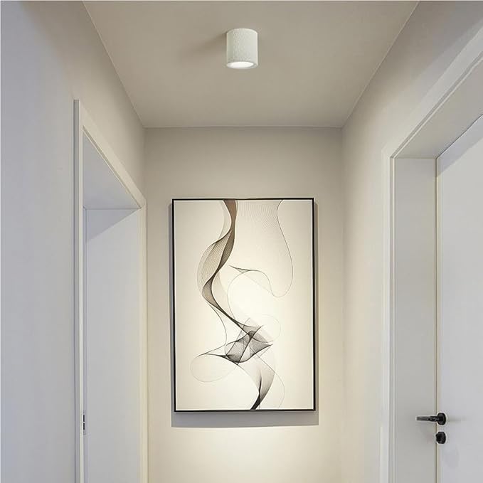 5.5 Inch Mini Nordic Resin Flush Mount Ceiling Light Cream Color Modern Minimalist Downlight Fixture for Bedroom Living Room Kitchen Hallway Restaurant(White)