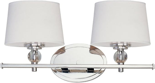Maxim Lighting Rondo 2-Light Bath Vanity Light | Polished Nickel Finish | Transitional Indoor Light Fixture | Ideal for Bathrooms & Powder Rooms | Dimmable Damp Rated | 12762WTPN