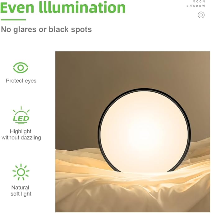 LightingWill 15.7 Inch Black Flush Mount LED Ceiling Light Fixture 32W, 3000K Daylight White, 3800LM, Flat Modern Round Closet Lighting Fixtures, Low Profile Ceiling Lamp for Bedrooms, Hallway .etc.