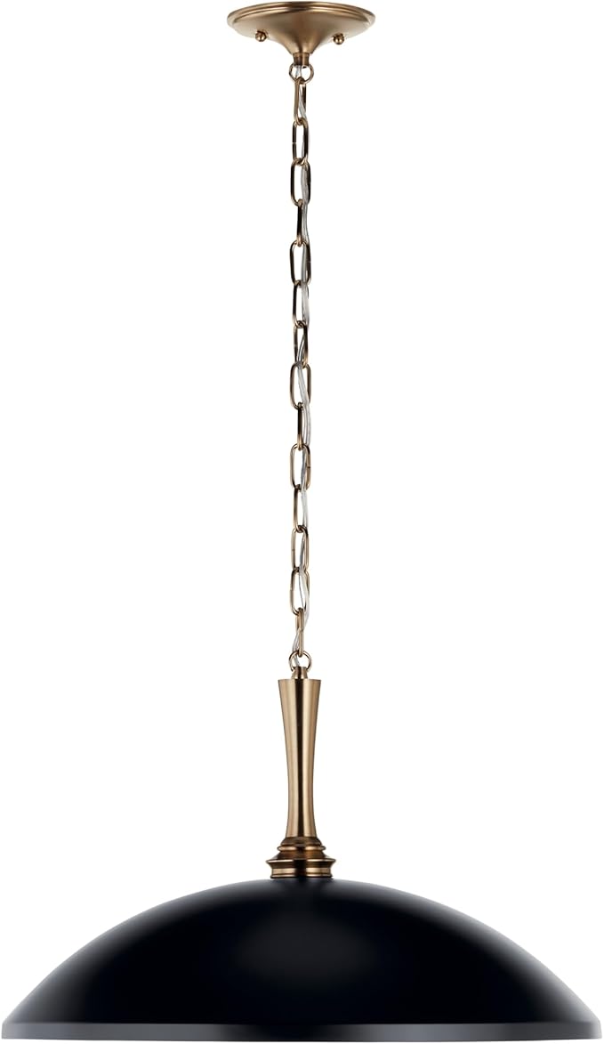 Kichler Delarosa 1-Light Pendant, Updated Traditional Light in Black and Champagne Bronze, Sloped Ceiling Compatible, for Your Kitchen, Dining Room or Hallway (12.75" x 20.25"), 52638BK