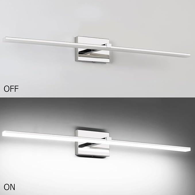 ZUZITO 40in Chrome Bathroom Vanity Light Modern LED Bathroom Light Fixtures 5CCT Dimmable 28W Vanity Light Bar for Bath