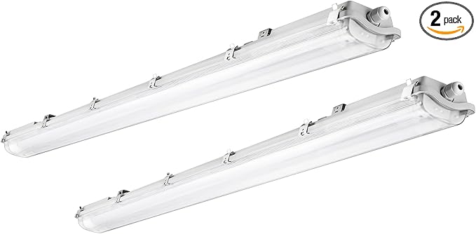 BRILLIHOOD 4Ft LED Vapor Tight Light Fixtures, 48W, 4200LM, 6500K Bright White, Clear Cover, IP65 Waterproof Vapor Proof Lights for Car Wash, Garage, Walk in Freezer, Indoor Outdoor Lighting, 2-Pack