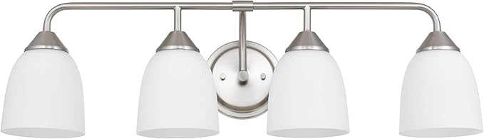 4-Light Traditional Bathroom Vanity Light Fixtures Over Mirror, Modern Vanity Lights for Living Room, Standard E26 Base, Brushed Nickel