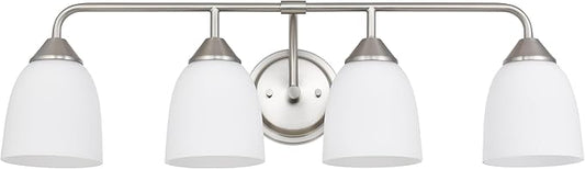 4-Light Traditional Bathroom Vanity Light Fixtures Over Mirror, Modern Vanity Lights for Living Room, Standard E26 Base, Brushed Nickel