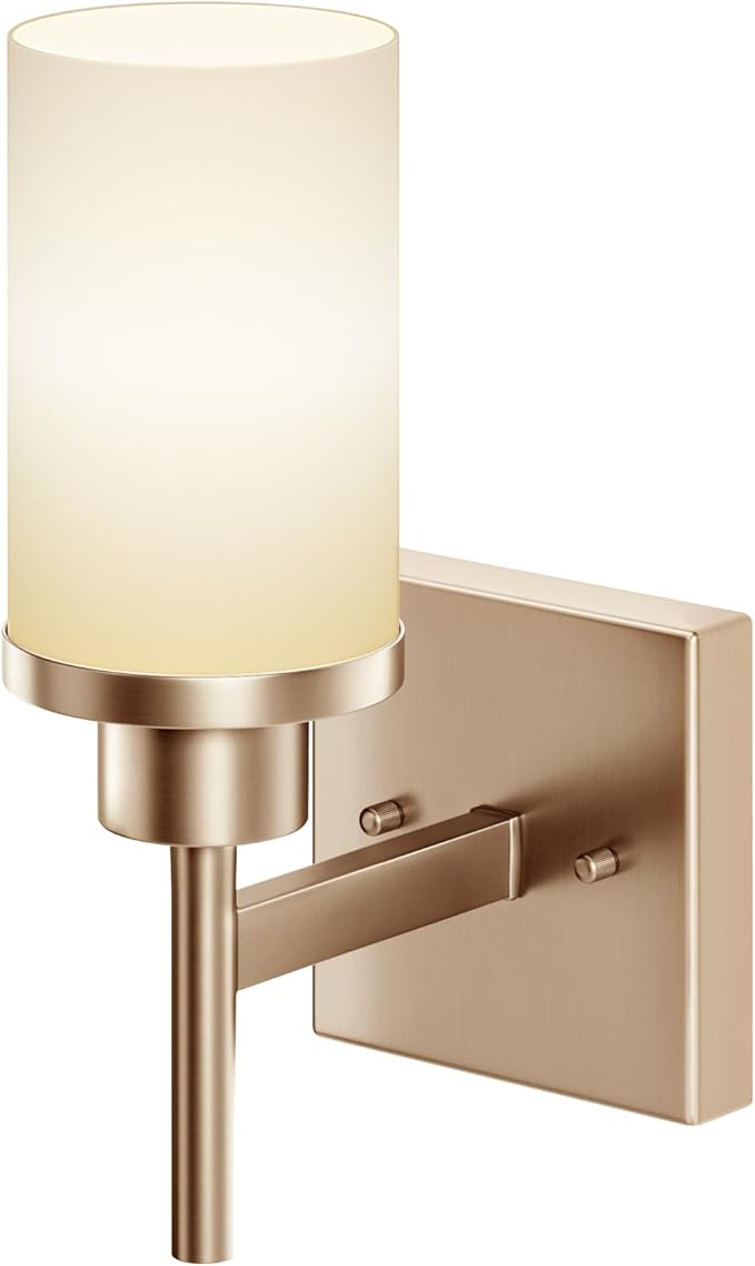Vanity Lighting Fixtures with White Frosted Glass Champagne Bronze Wall Lamp Over Bathroom Mirror for Bedroom, Living Room, Washroom Porch T001CPG-L1