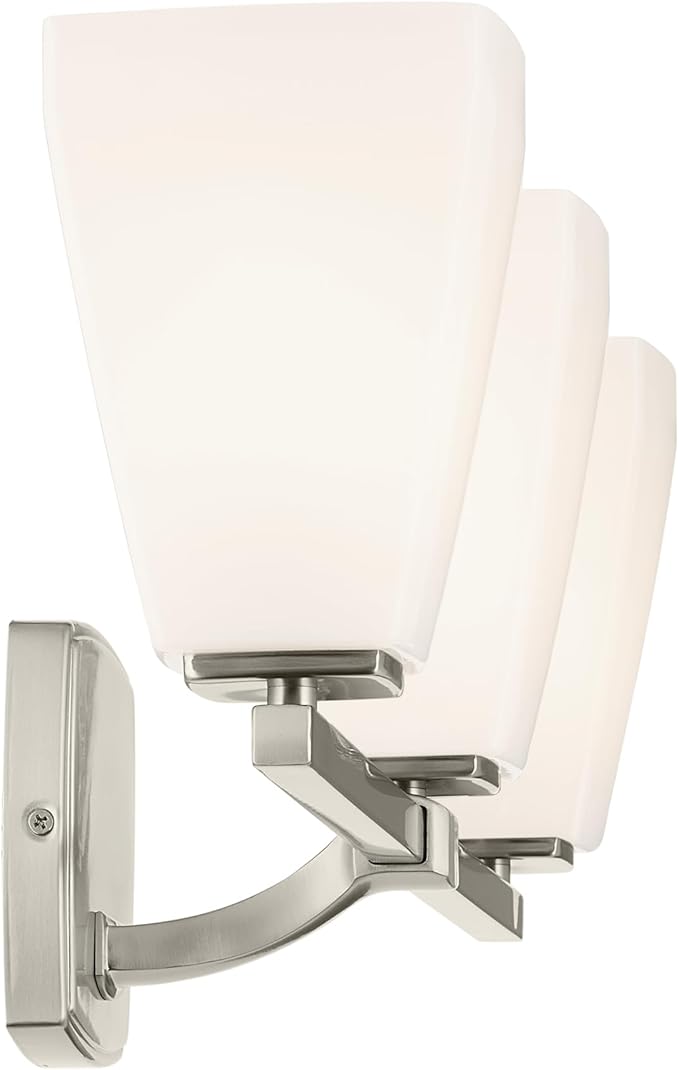 Kichler Marant 21.25" 3-Light Bathroom Vanity Light Fixture with Opal Glass in Brushed Nickel for Mirror, Modern Wall Mount Lighting (21.25" W x 9.5" H), 55216NI