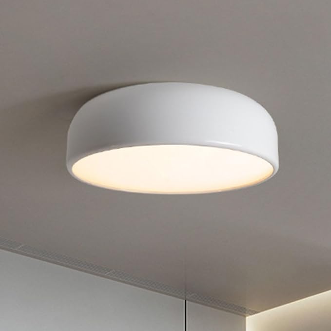 Modern White Flush Mount Ceiling Light Fixture, Minimalist 13.7 inch Metal Ceiling Lamp, Finish Close to Ceiling with Acrylic Lampshade Lighting Fixtures for Living Room Bedroom Hallway