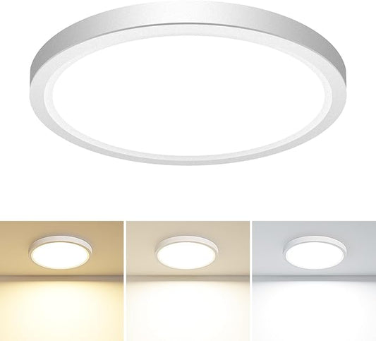 1PACK LED Flush Mount Ceiling Light, 3CCT Selectable 3000K-4000K-6500K & 100W Equivalent Modern Kitchen Recessed Ceiling Lamp 15W 1500Lm 7.5 Inch for Bathroom Closet Laundry Bedroom Hallway, White