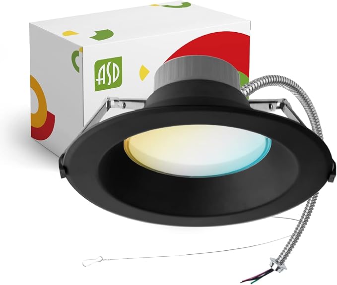 ASD 9/10 Inch Commercial Canless LED Downlight, Power Adjustable 20/30/40W Lighting, Round Dimmable Recessed Ceiling Light Fixture, 5 CCT 2700K-5000K, 120-277V IC Rated UL & Energy Star