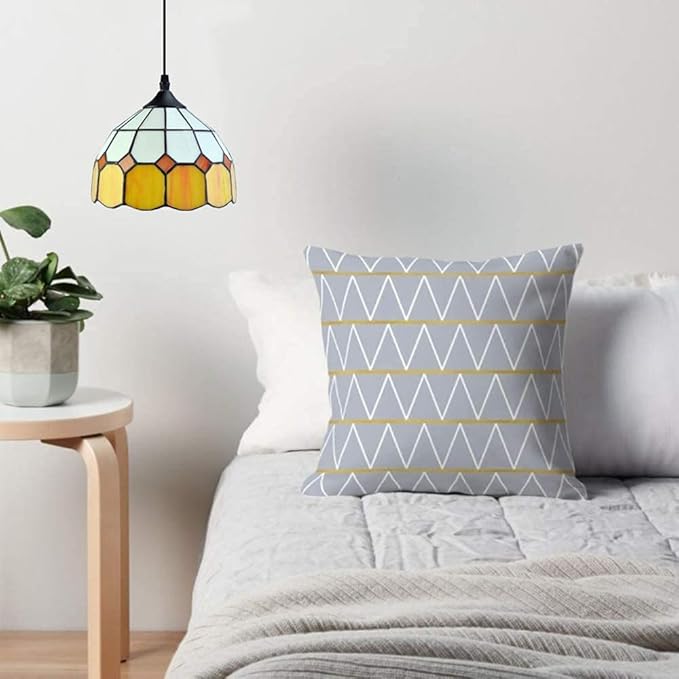 Tiffany Hanging Pendant Light - Dimmable Mini Plug in Light Fixture, Perfect Vintage Swag Ceiling Lamp for Dining Room, Bedroom or Porch,16.4 Ft Hanging Cord, 7.9" Width