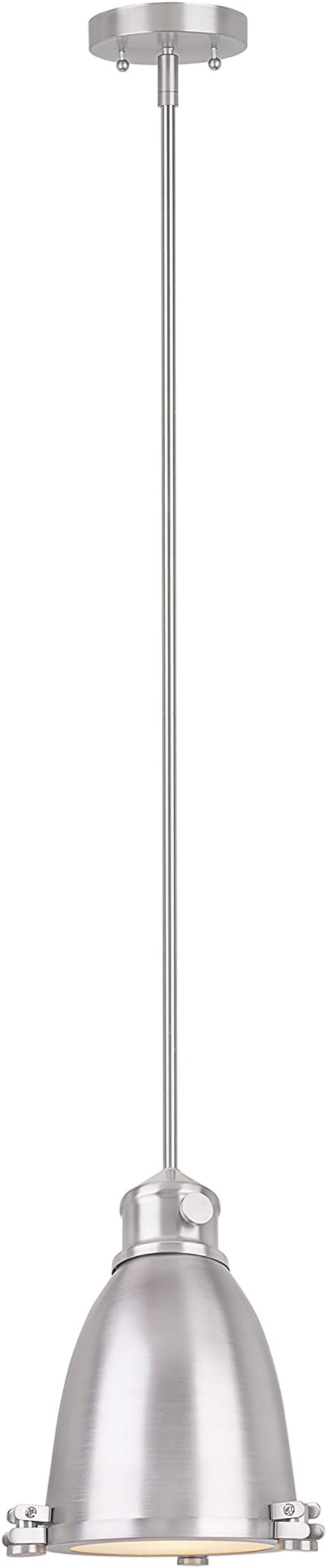 Aspen Creative 61125-11, One-Light Hanging Mini Pendant Ceiling Light, Transitional Design in Satin Nickel Finish, 8" Wide