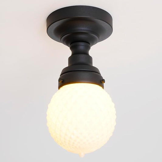 Modern Schoolhouse Semi Flush Mount Ceiling Light,Black Close to Ceiling Light Fixtures with Milky White Globe Glass Hallway Light Fixtures for Laundry Entryway Kitchen Bathroom E26