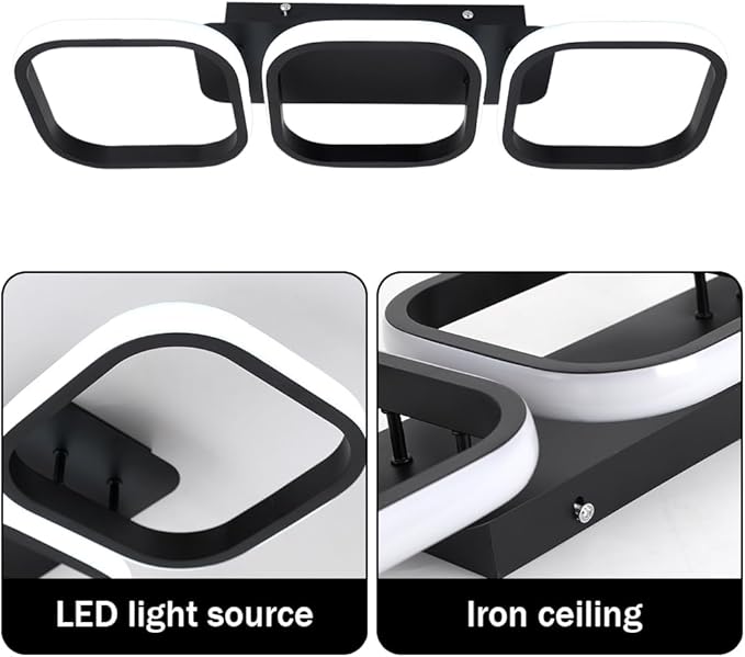 Modern LED Square Ceiling Light - 33W, 6000K Cool White, Flush Mount for Kitchen, Living Room, Bedroom & Hallway