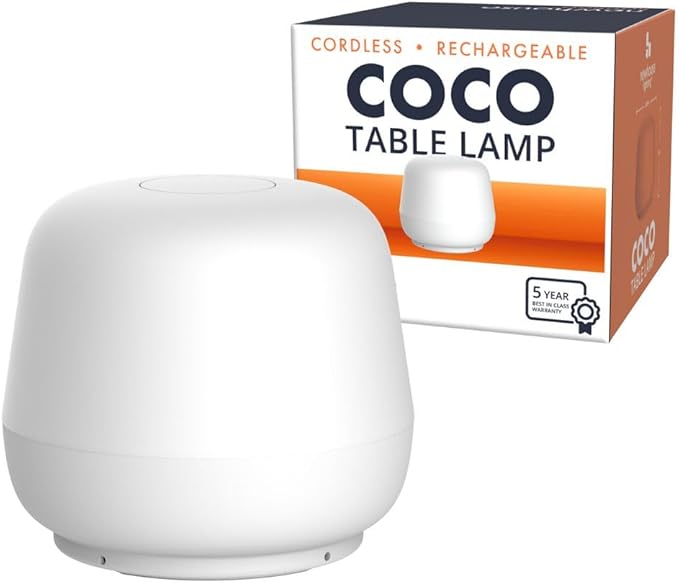 ‎Newhouse Lighting Coco, White 2700K Dimmable Cordless Portable USB-C Rechargeable Table Lamp NHTL-CO-WH, Cordless Desk Lamp for Living Room, Bedroom, Coffee Table, and Other Cozy Home Decor