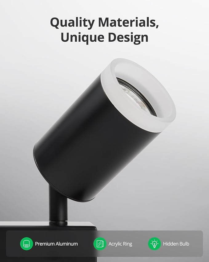 Bojim Plug in Ceiling Track Lighting with 14.3ft Power Cord for Kitchen, Dimmable LED Spotlight Wall Mounted for Sala, Black 3 Lights Fixture Removable Cup for Bedroom Farmhouse Studio, GU10 No Bulb