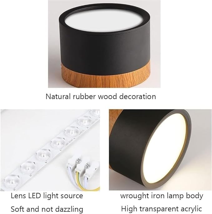 KISAD Nordic Modern and Minimalism Ceiling Lights Macaron Color Semi Flush Mount Ceiling Light Cylindrical Ceiling Light Fixture for Bedroom(Black)