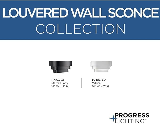 Progress Lighting Louvered Wall Sconce, Indoor, P7103-30, White