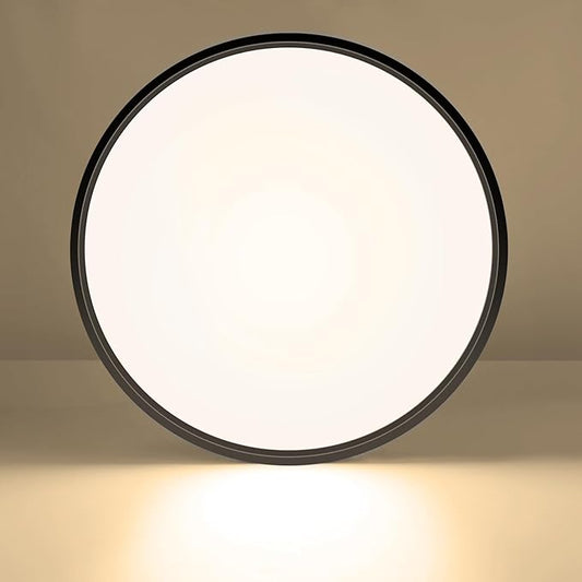 LightingWill 15.7 Inch Black Flush Mount LED Ceiling Light Fixture 32W, 3000K Daylight White, 3800LM, Flat Modern Round Closet Lighting Fixtures, Low Profile Ceiling Lamp for Bedrooms, Hallway .etc.