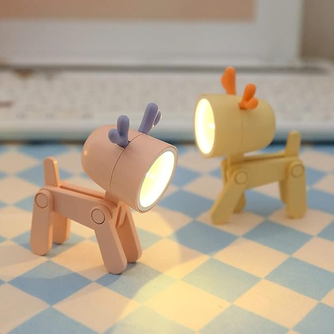 Cute Night Light for Kids, Adorable Mini Led Table Desk Lamp, Decorative Lamp Nightstand, Animal Pet Nightlights, Christmas Decorate Birthday Gifts for Children, Students (Deer 3 Colors-A)