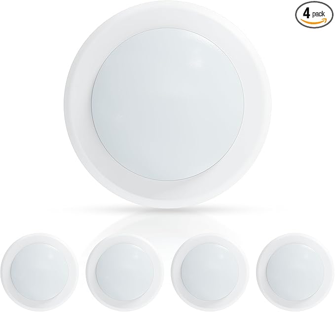 ECOELER 6" LED Flush Mount Ceiling Light, Dimmable Surface Mount Disc Light for 3.5" & 4" J-Box or 5/6" Recessed Can, Aluminum Trim, 16.5W 1000Lm, 4000K Cool White, ETL Listed, 4Pack