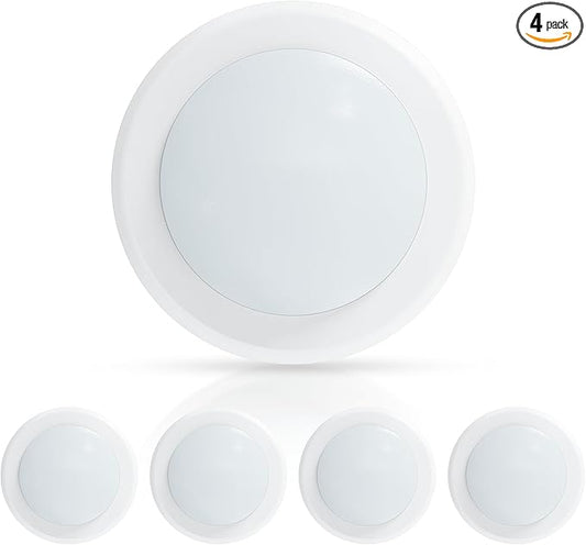 ECOELER 6in Dimmable LED Flush Mount Ceiling Disk Lights, 16.5W 1000Lm, 6500K Clear White, Dimmable Disc Light Installs with J-Box & Canister for Home Improved, ETL Listed, 4 Pack