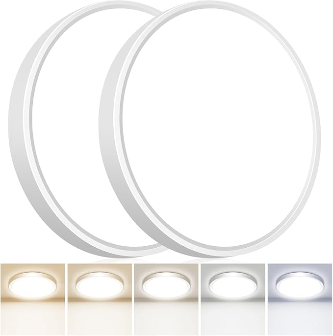 hepside LED Flush Mount Ceiling Light, 15Inch 30W LED Ceiling Lights Fixture,5 Color Temperatures in One,Ultra-Thin Flush Mount Light Fixture for Closet Bathroom Hallway Bedroom Laundry