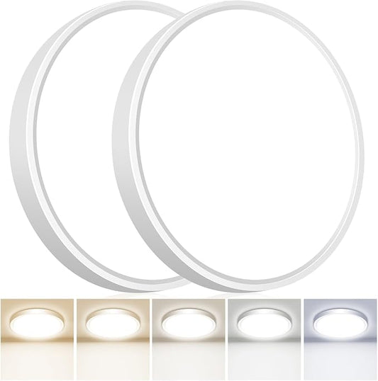 hepside LED Flush Mount Ceiling Light, 15Inch 30W LED Ceiling Lights Fixture,5 Color Temperatures in One,Ultra-Thin Flush Mount Light Fixture for Closet Bathroom Hallway Bedroom Laundry